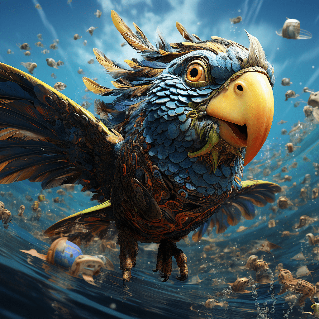 Parakeet flying fish